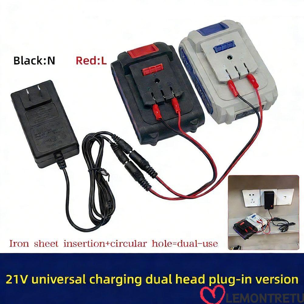 LEMONTREE Dual-head Charger, Overload Protection 18/21V/24V Lithium Lithium Battery Charger, Univers