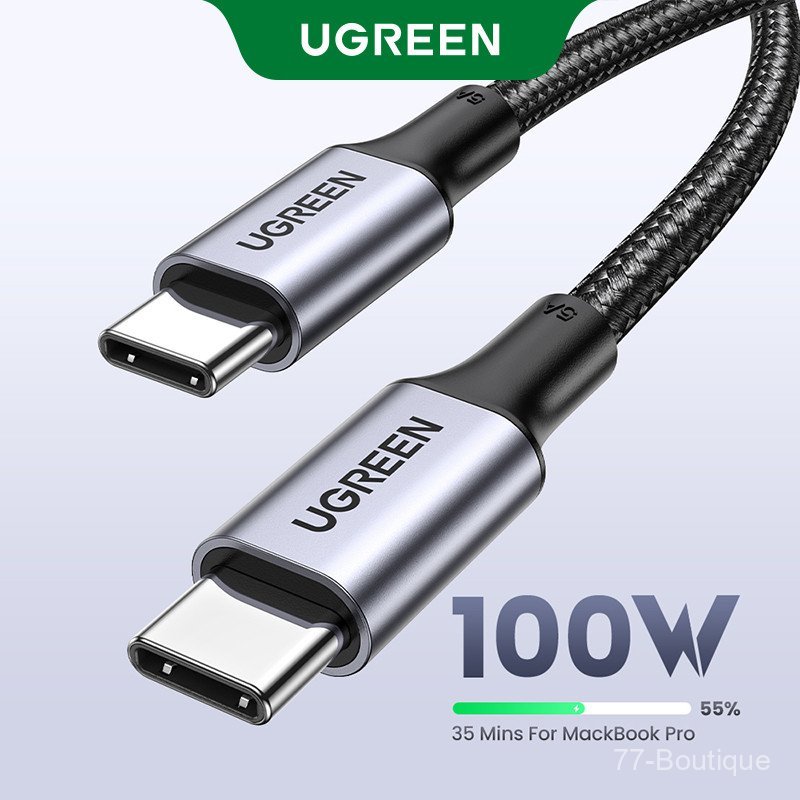 UGREEN สายชาร์จเร็ว USB Type C ถึง Type C 100W 5A PD การถ่ายโอนข้อมูล 480Mbps ความเร็วสูงเข้ากันได้กับโน้ตบุ๊ก USB-C ทั้งหมดโทรศัพท์มือถือแท็บเล็ตและอุปกรณ์