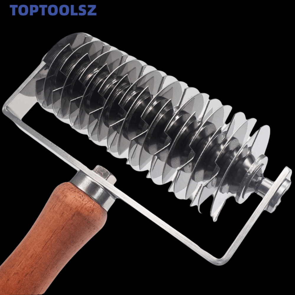 TOPTOOLS Lattice Pastry Cutter, สแตนเลสสตีลไม้ Pastry Lattice Roller Cutter, Professional Non-stick 