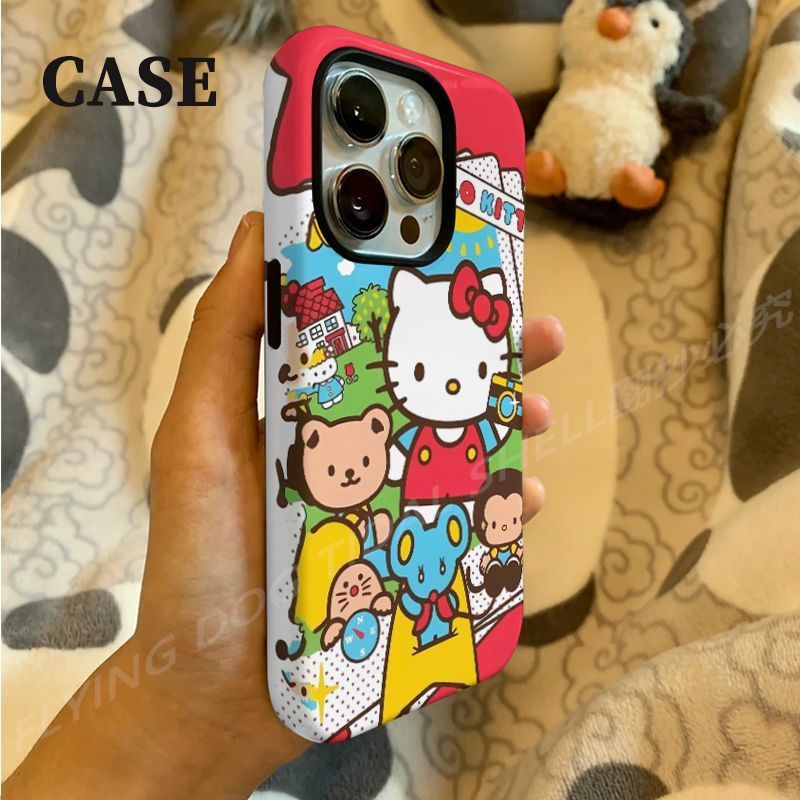 Grass KT Cat 15pro Phone Case 16pro Two-in-One Film 14pro รวมทุกอย่าง 13pro อินเทรนด์ 11 รุ่นใหม่