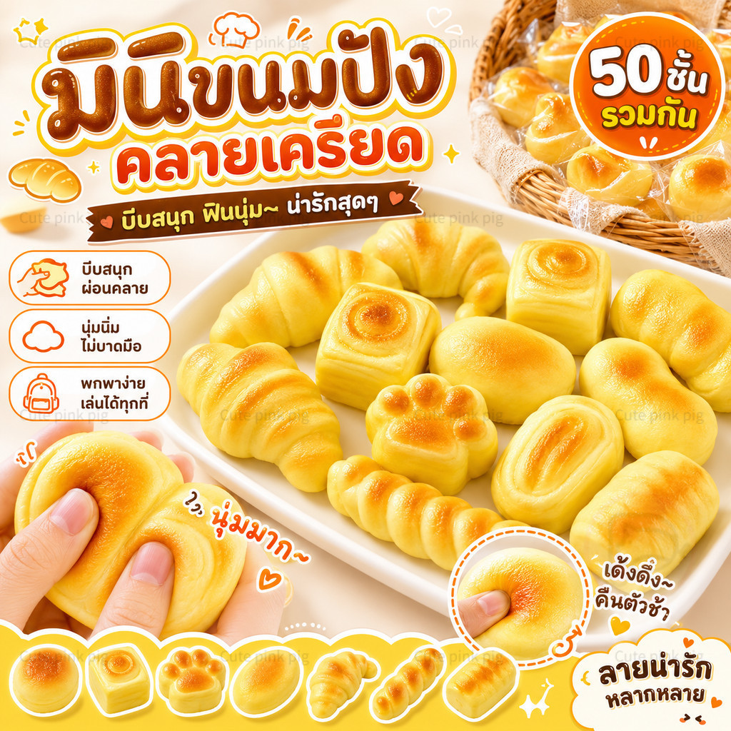【 จัดส่งรวดเร็ว 】สควอชชีขนมปังมินิ นุ่มเด้งช้า ของเล่นคลายเครียด พกพาง่าย จับถนัดมือ ส่งลายสุ่ม ของขวัญน่ารัก