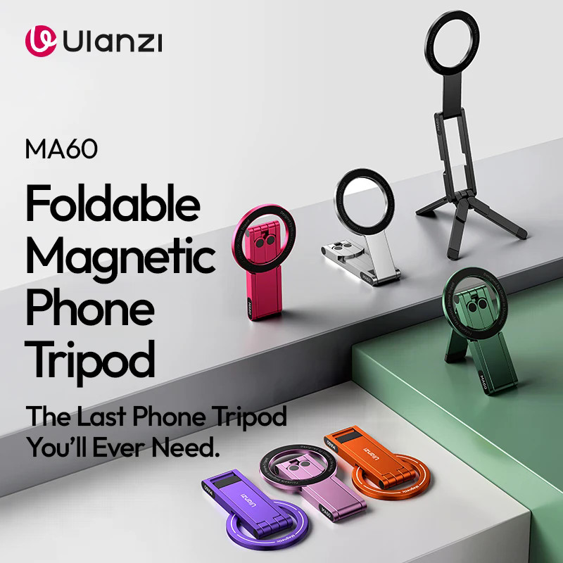 MA60 Ultra Slim 0.8 ซม.แม่เหล็กโทรศัพท์ขาตั้งกล้องพับ MagSafe มือถือ Vlog ผู้ถือ Dual ด้าน N52 แม่เหล็กพ็อกเก็ตมินิสําหรับ iPhone 12-17 Android Live Stream Overhead ยิง