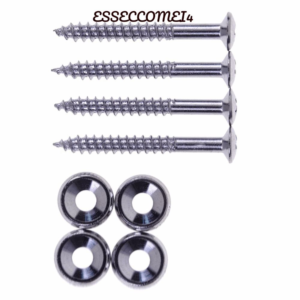 ESSECCOMEI4 4PCS กีตาร์คอสกรู,โลหะเงินกีตาร์คอ Joint Bushings, พรีเมี่ยมคอ Joint Ferrules สลักเกลียว