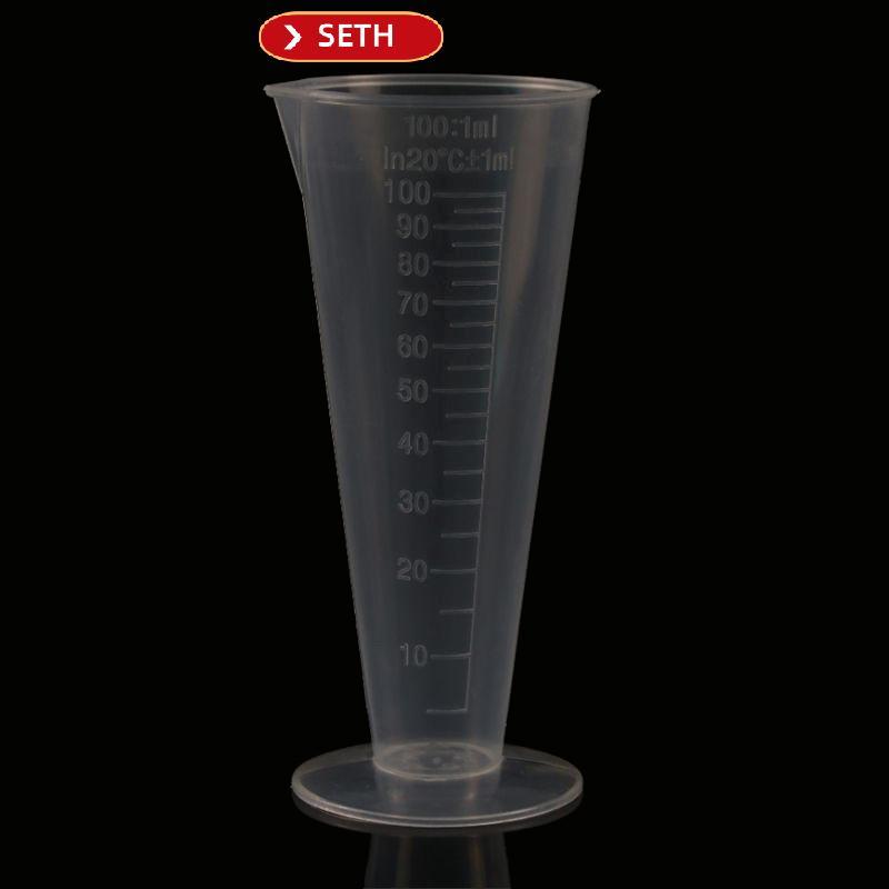 SETH 100ML ถ้วยตวงพลาสติกพร้อม Spout Transparent Scale Kitchen Bar Liquid Container Vary