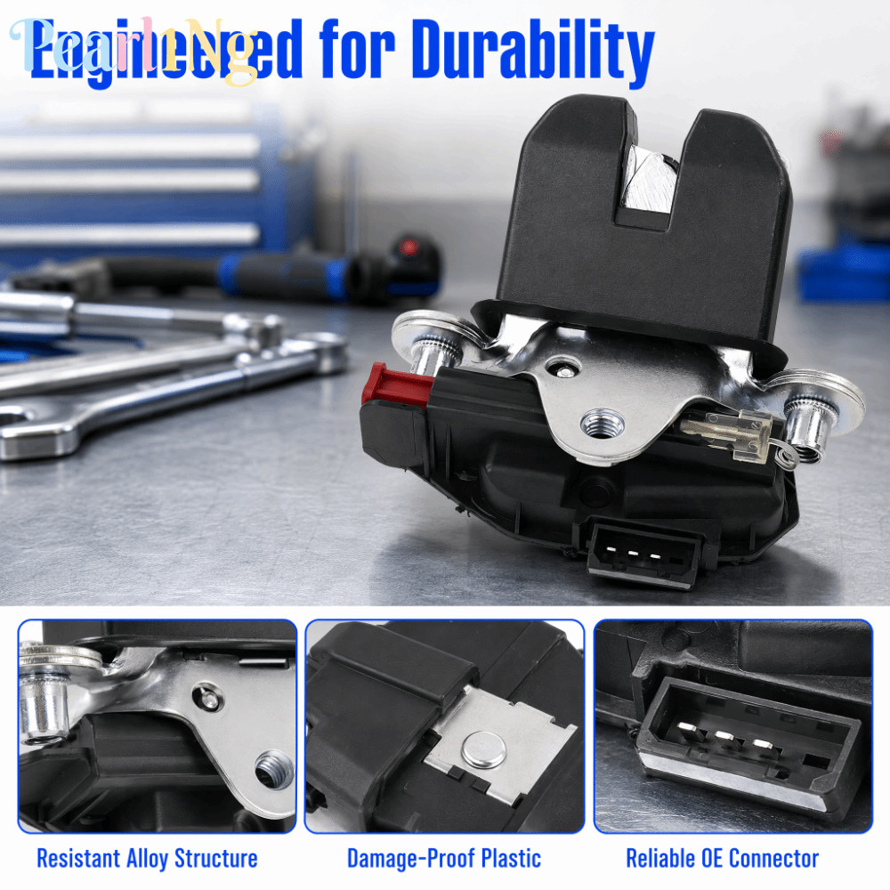 PEARLTH Tailgate Lock โลหะผสม+พลาสติก 6RU827505R, 6RU827505C Trunk Latch, ชุดล็อคบูตสีดําสําหรับ VW 
