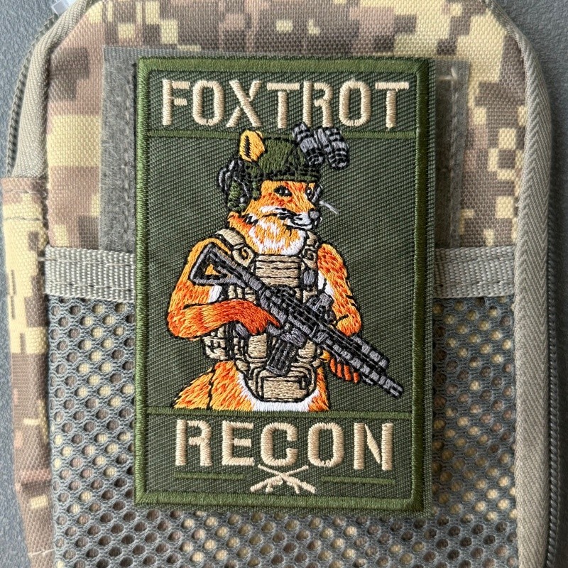 "Foxtrot Recon" Patch Tactical Badge ตะขอปักและห่วงกระเป๋าเป้สะพายหลังสติกเกอร์ตกแต่งเสื้อผ้า
