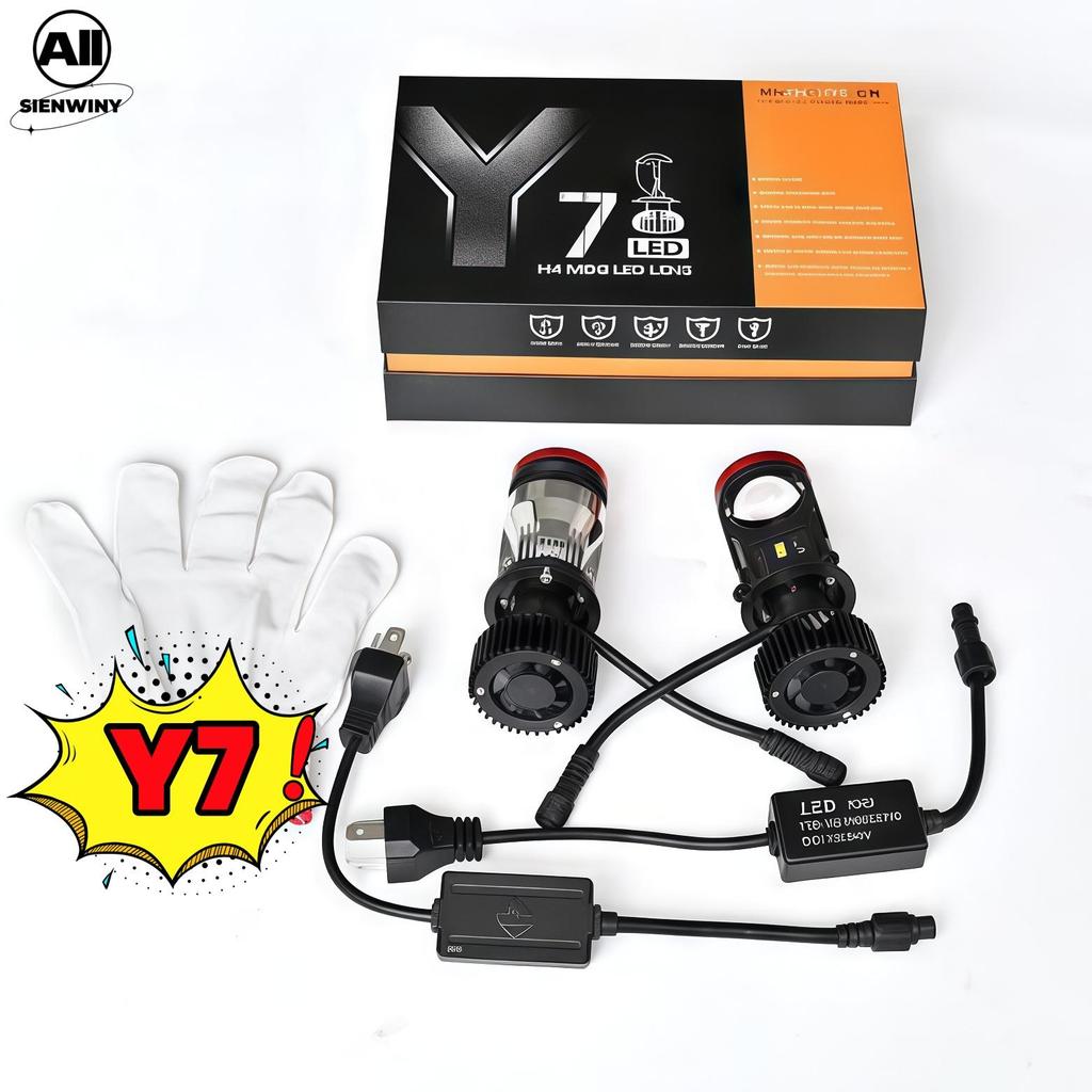 1คู่ หลอดไฟรถยนต์ LED Y7 H4 พวงมาลัยขวา RHD ขั้ว 6000K 45W ชุด หลอดไฟหน้ารถยนต์ 2ชิ้น