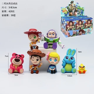 6 ชิ้น/กล่อง Toy Story 5 Buzz Woody Action Figure ล็อตโซ่หมีอะนิเมะรูปคอสเพลย์องุ่นตุ๊กตาของเล่นสําหรับของขวัญเด็กคอลเลกชันเครื่องประดับรถตกแต่งบ้านเค้กตกแต่ง MLML
