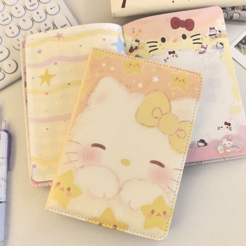 Cute Star kt Cat Leather Notebook High-value Student Notepad สีหน้าด้านในหนา Handbook Diary 7.22 B