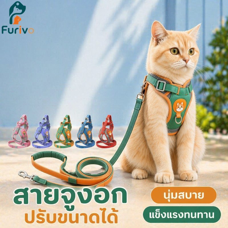 สายรัดแมวสายจูงตาข่ายระบายอากาศสะท้อนแสงปรับหนีหลักฐานสัตว์เลี้ยงขนาดเล็กเสื้อกั๊ก