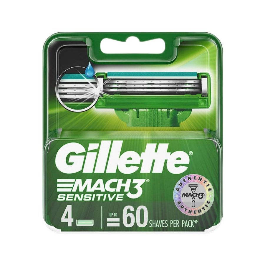 ยิลเลตต์ ใบมีดโกนมัคทรีเซนซิทีฟ Gillette Mach 3 Sensitive Blades 4Pcs.