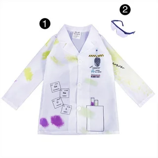 ชุดเครื่องแต่งกายนักวิทยาศาสตร์สําหรับเด็ก White Lab Coat แว่นตาชุดแฟนซีโรงเรียนวิทยาศาสตร์ชุดวัน