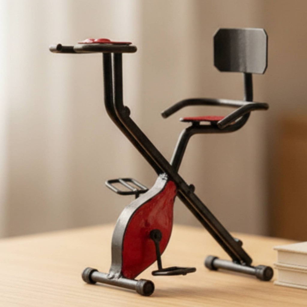 Miniature จักรยานออกกําลังกาย 1:12 Scale Dollhouse sticker CYCLE Miniature Red Cycle Freestand ขนาดเ