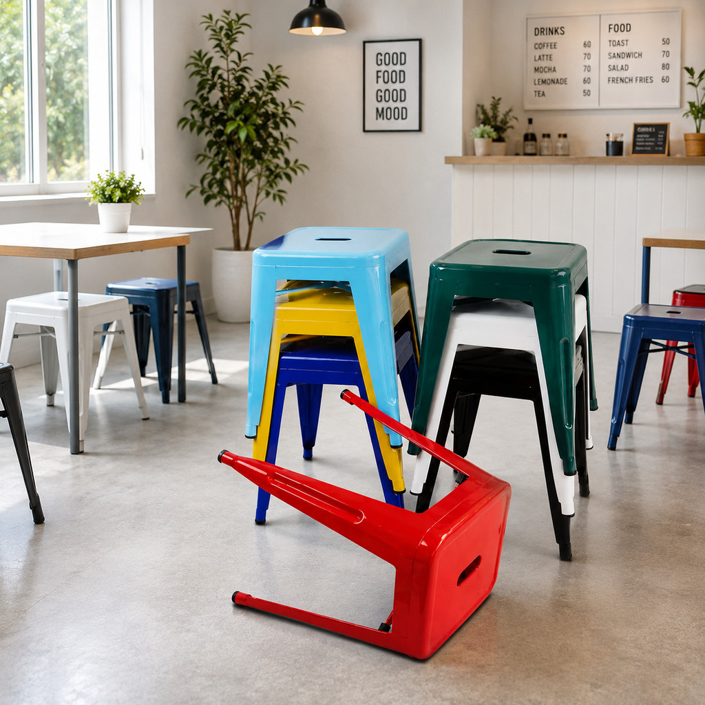 The JBK Shop 789 เก้าอี้เหล็ก รุ่นเล็ก รุ่น DD-185 มีหลายสีให้เลือกเหมาะสำหรับตกแต่งร้าน