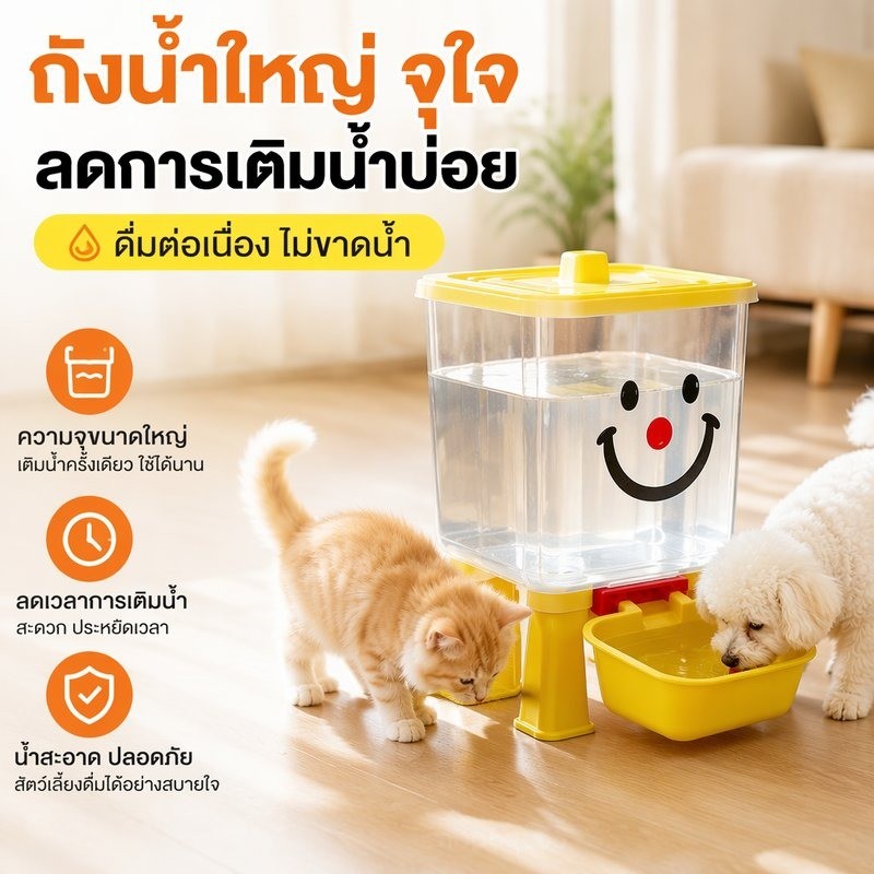 น้ำพุแมวอัตโนมัติ เครื่องจ่ายน้ำสัตว์เลี้ยง ถังเก็บน้ำถอดทำความสะอาดได้ ทำงานเงียบ ความจุใหญ่ 4.3 kg