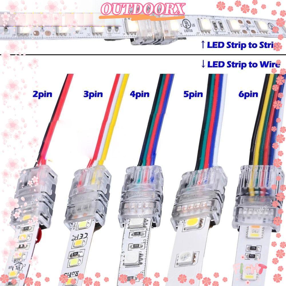 OUTDOORX0 LED Strip Connector 4pin 5pin 6pin Terminal Splice สําหรับ RGBW RGBWW 3528 Connectors