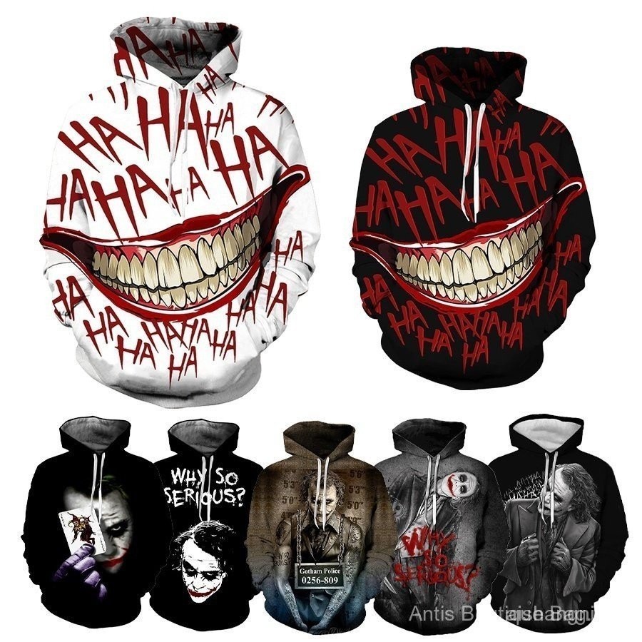 Joker Clown 3D พิมพ์ Hoodies สําหรับชายสยองขวัญ 3D การพิมพ์จากผู้ชายสบายๆแฟชั่นตลก Hoodies Pullover 