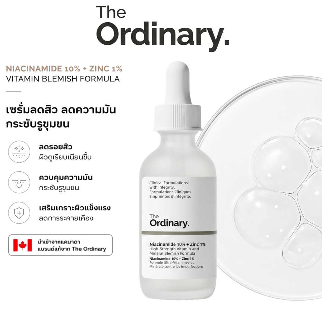 The Ordinary Niacinamide 10% + Zinc 1% 30/60ml | Acne Control Oil Control Pore Refining Serum