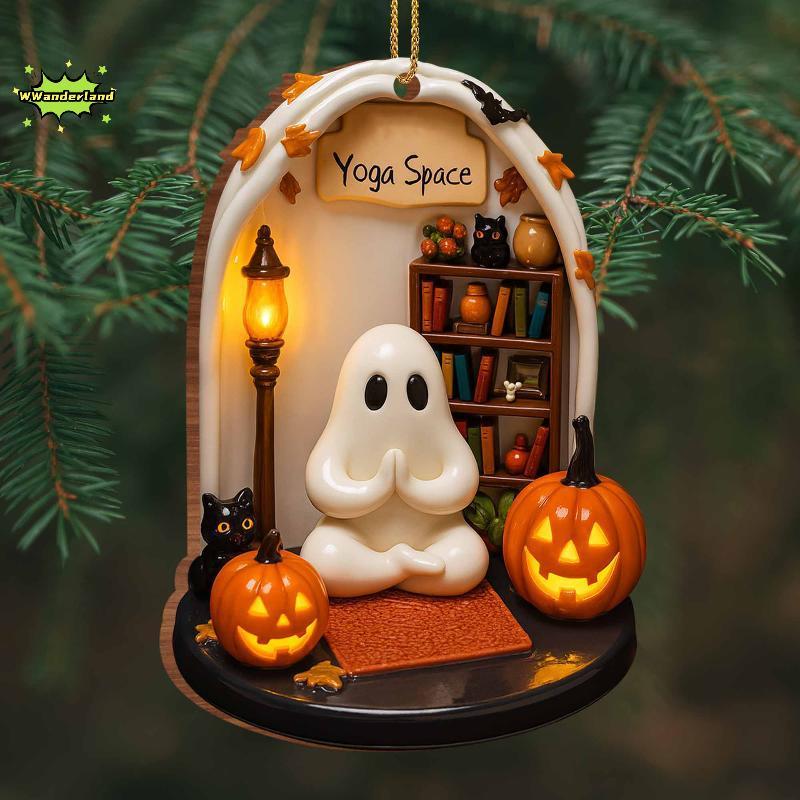 [WWanderland] น่ารักอ่าน Ghost ฮาโลวีน Ghost เครื่องประดับ 2D แบนอะคริลิคจี้ฮาโลวีนแขวนตกแต่งบ้าน [ใหม่]