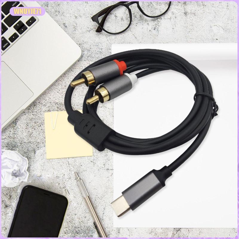 [wnuyje71] Type-c Male to 2 RCA Y Male Cable Stereo Audio Cord RCA Y Splitter Cord