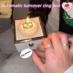 TUDU GIFT New Rednote Bear Flip Box for Valentines Day, Birthday, Small Cake Candle for