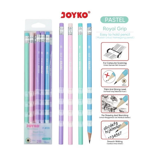 JOYKO P-8135 ดินสอ Royal Grid 2B (1 โหล)/ดินสอ Royal Grid 2B