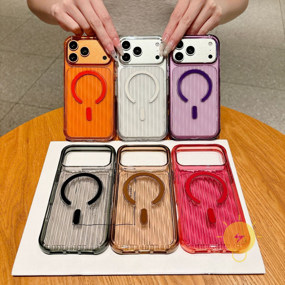 For เคสไอโฟน Magnetic TPU Transparent Shockproof Water Ripple Arc เคส Phone Case For iPhone 17 Pro M