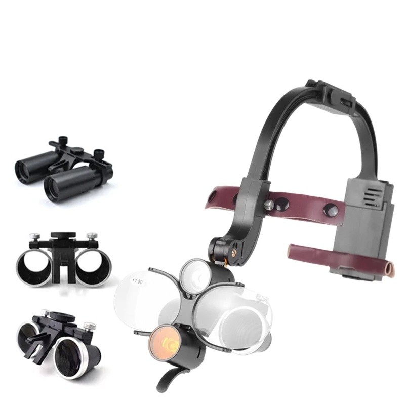 V9E0 ใหม่ล่าสุด 4.0x 5.0x 6.0x กล้องส่องทางไกลผ่าตัด Loupes Loupe พร้อม 5W ไฟหน้าโคมไฟ