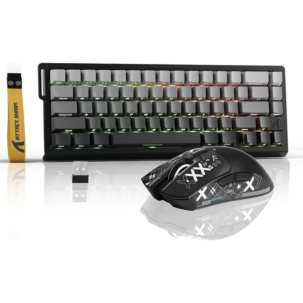 ATTACK SHARK X68HE PRO คีย์บอร์ดไร้สาย X11 เมาส์ Combo สวิตช์แม่เหล็ก RGB PAW3311
