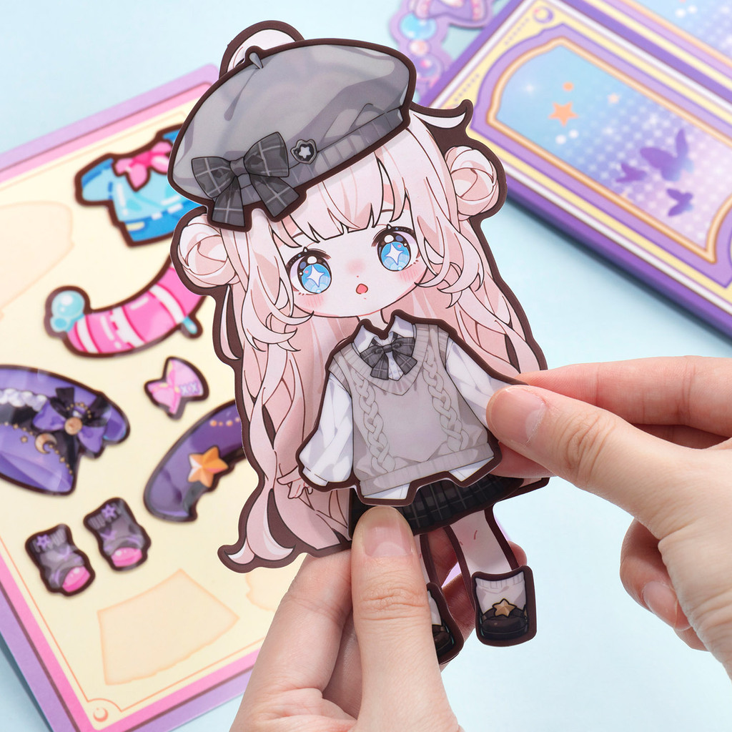 Junbei Variety Model Dress Up Jelly Game Sticker Book Girl Princess Cartoon DIY ของเล่นเพื่อการศึกษา