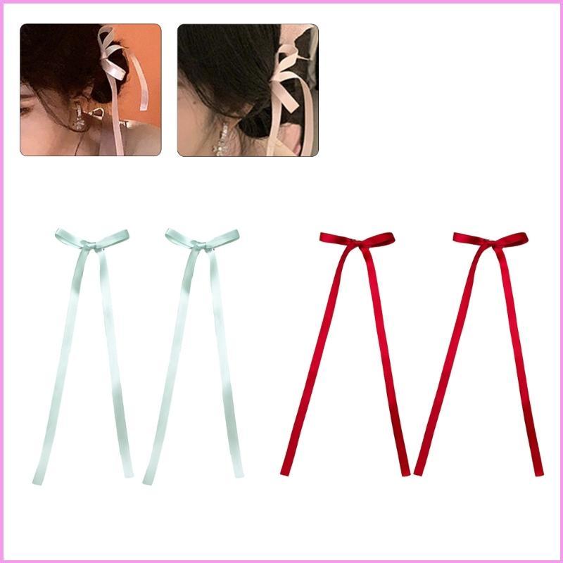 Cinn Girls Flat Clips Hairpin 2000s Style Ribbon Balletcore สําหรับผู้หญิงสาว Bunches
