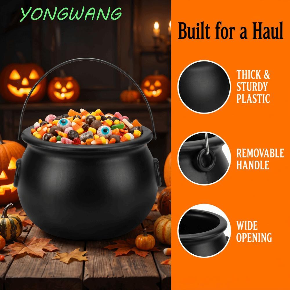 YONGWANG Halloween Cauldron, 32 ซม.Black Witch Cauldron Bucket, Festival Classical Extra-large Plast