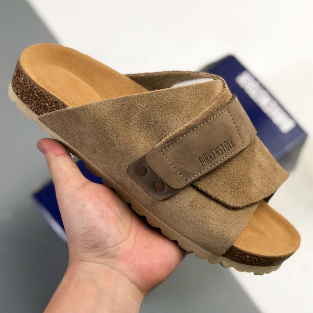 BIRKENSTOCK Kyoto Men Women Suede Velcro Single Strap Sandals รองเท้าลําลอง