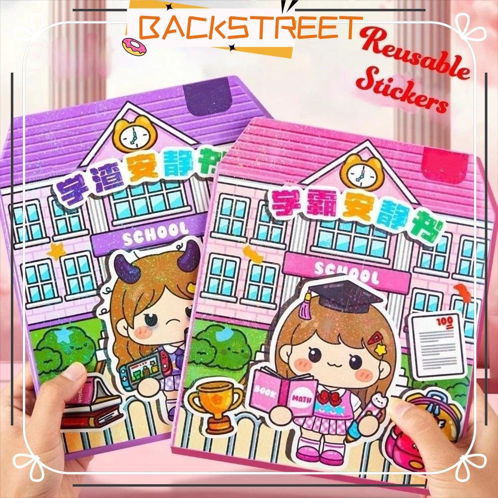 BACKSTAGE Quiet Book Stickers, Cartoon Handmade Sticker Book, Creative Educational PET Cartoon DIY S