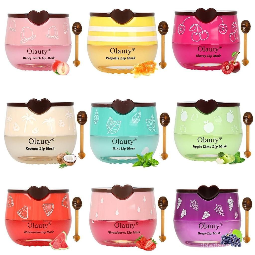 9PCSBeeLipBalmLipMaskHoneyPot,HoneyStrawberryMoisturizingLipBalmBulkwithStick,LipingMaskPropolisHydr