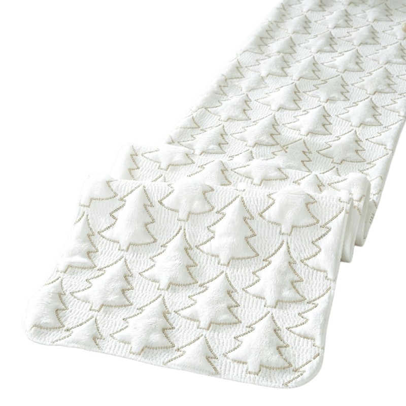 Yu Holiday Table Runner with Tufted Christmas Tree Pattern Long Soft Facent 11 8 x 70 9 In for Dinin