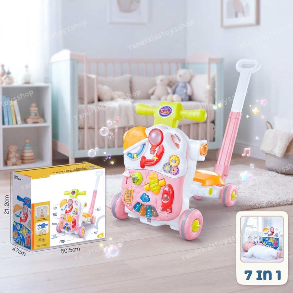 NB-TOYS รถหัดเดิน รถหัดเดินเด็ก 7 in 1 รถขาไถ สกูตเตอร์ โต๊ะกิจกรรม มีเสียงมีไฟและมีด้ามจับ รถผลัก