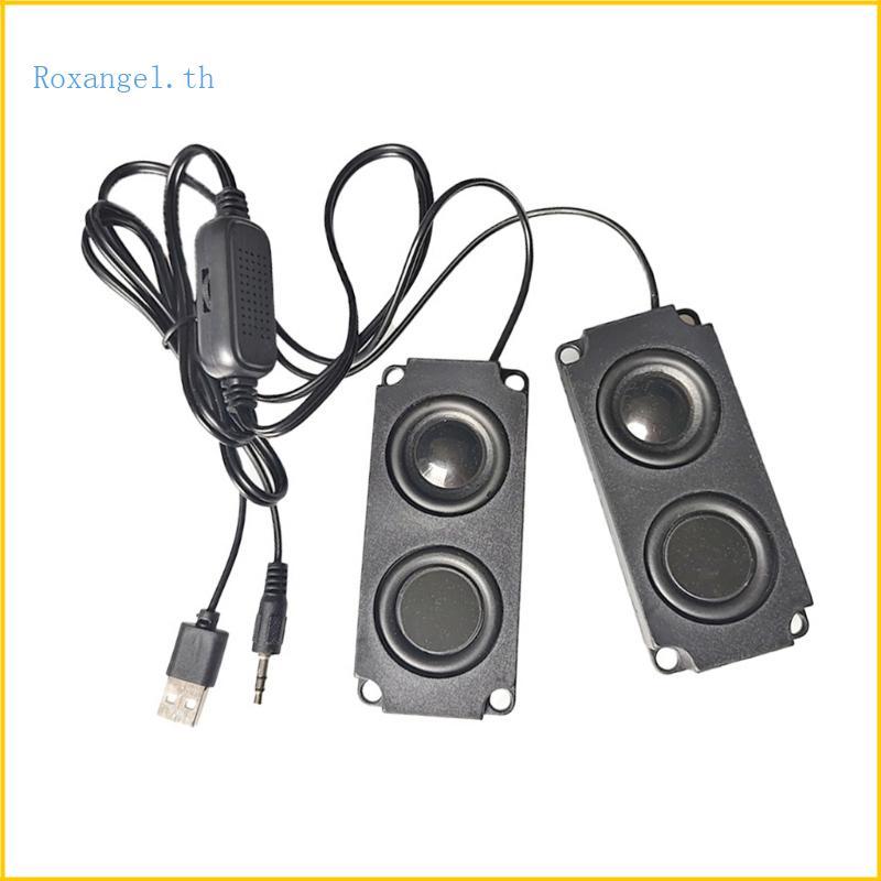 ROX MP4 MP3 เครื่องเล่นคอมพิวเตอร์ USB ลําโพงมินิแบบพกพาแบบมีสายลําโพงเบสเดสก์ท็อปแล็ปท็อปขนาดเล็กโท