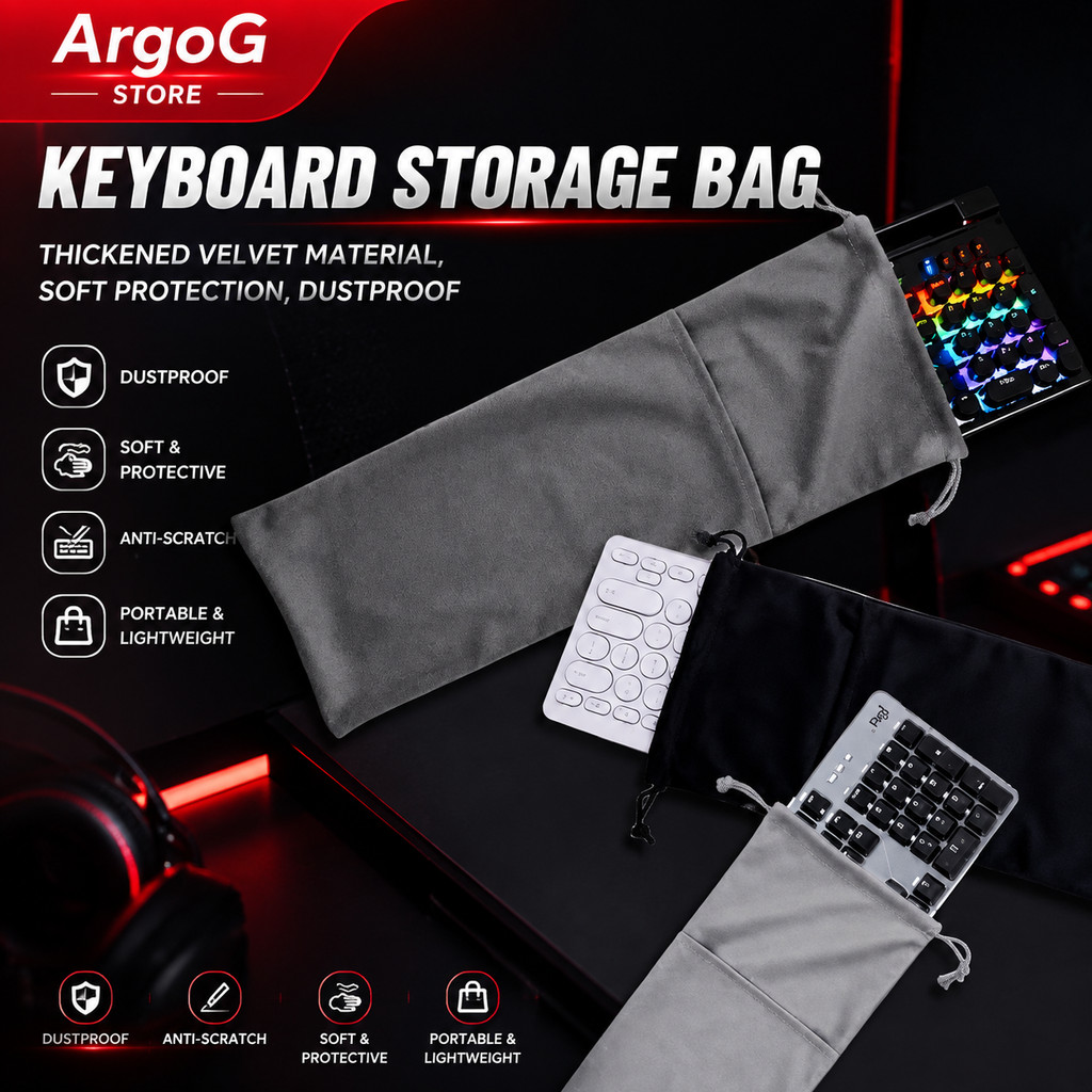 ArgoG คีย์บอร์ดฝุ่นปกแขนกํามะหยี่นุ่มกระเป๋าป้องกันสําหรับคีย์บอร์ดแบบกลไกเมาส์แป้นพิมพ์ตัวเลขจัดเก็