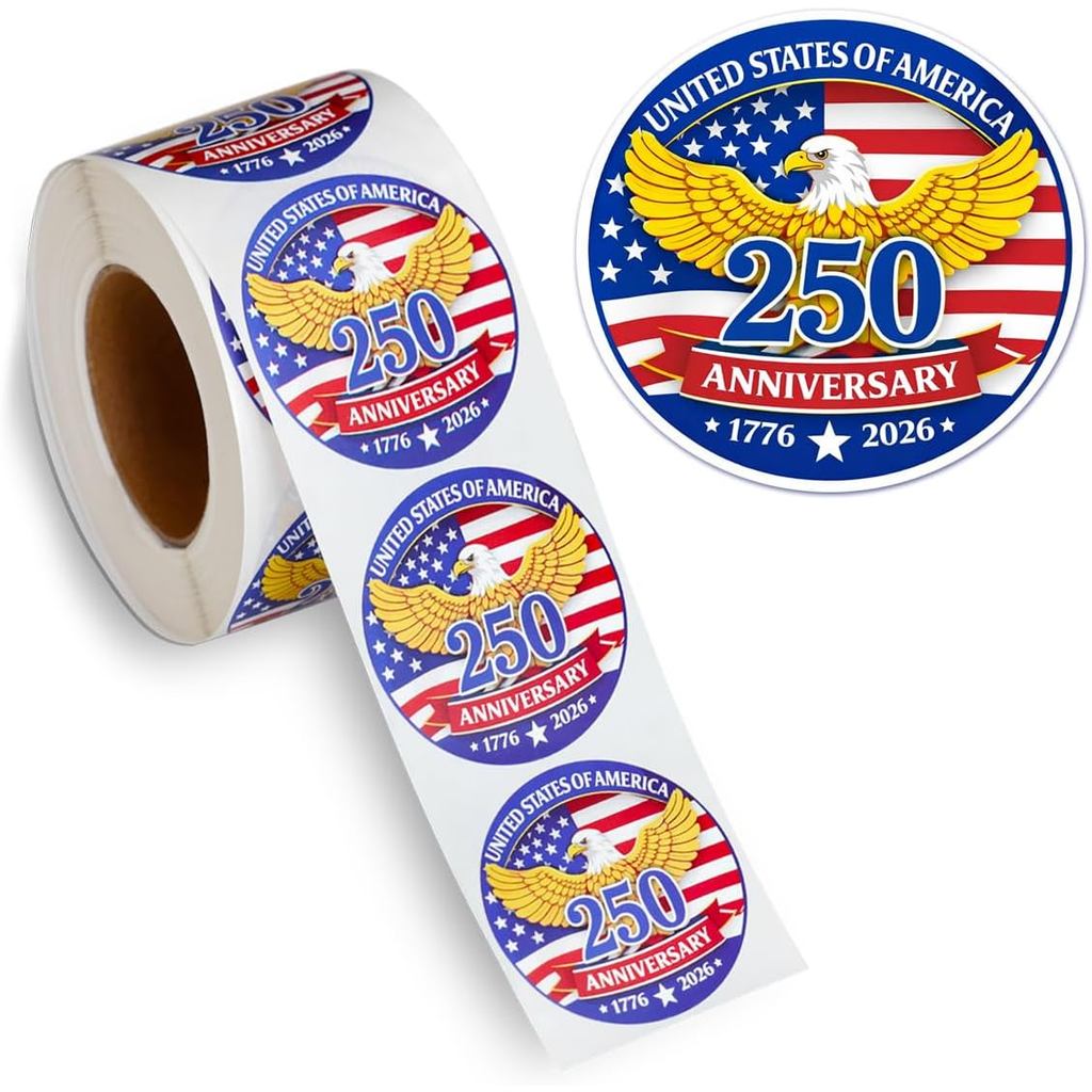 500 PCS 1.89 "รักชาติ 250th Independence Anniversary สติกเกอร์ม้วนรอบธงชาติอเมริกันกันน้ํา Decals St