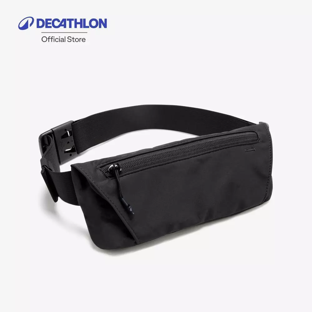 Decathlon Running Belt With 2-Compartment Pockets กระเป๋าคาดเอววิ่ง Kiprun ใส่สมาร์ทโฟนได้ รุ่น Basic 2 - Black
