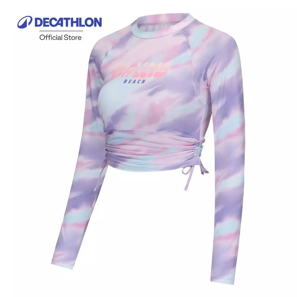 Decathlon Women'S Long Sleeve Uv-Protection Surfing Top เสื้อโต้คลื่นแขนยาวผู้หญิง รุ่น 100 Sunny Glory - Pink