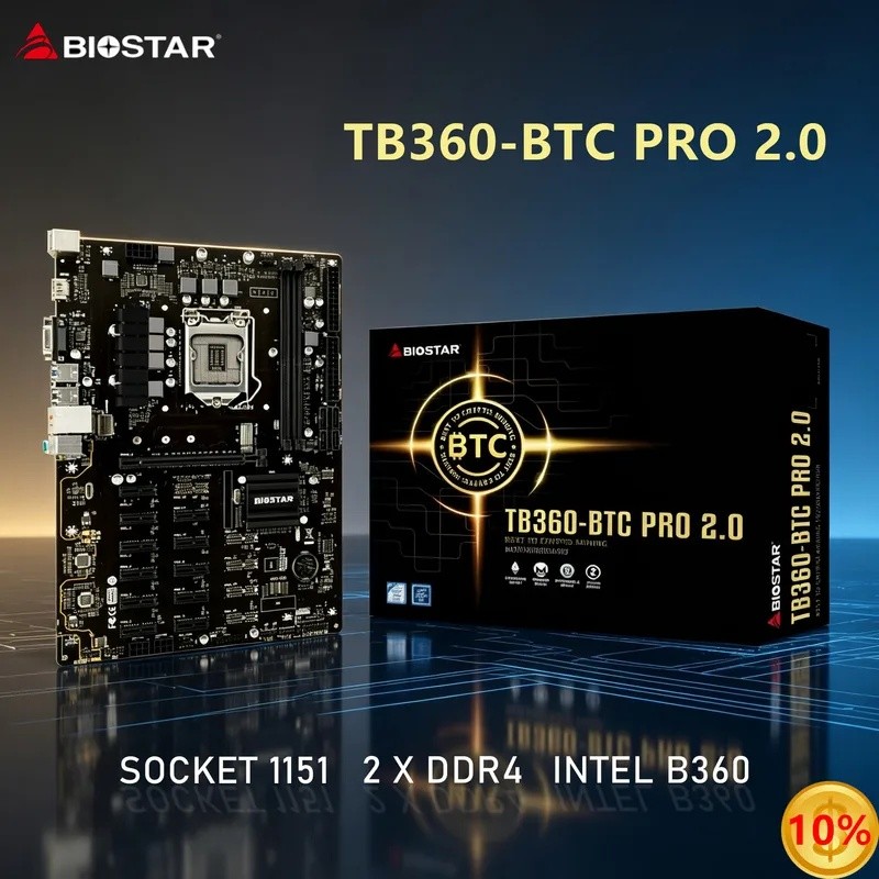 BIOSTAR TB360-BTC PRO 2.0 เมนบอร์ด Intel B360 LGA1151 DDR4 32 GB M.2 ATX รองรับ 9700K 8700K 9400F 84