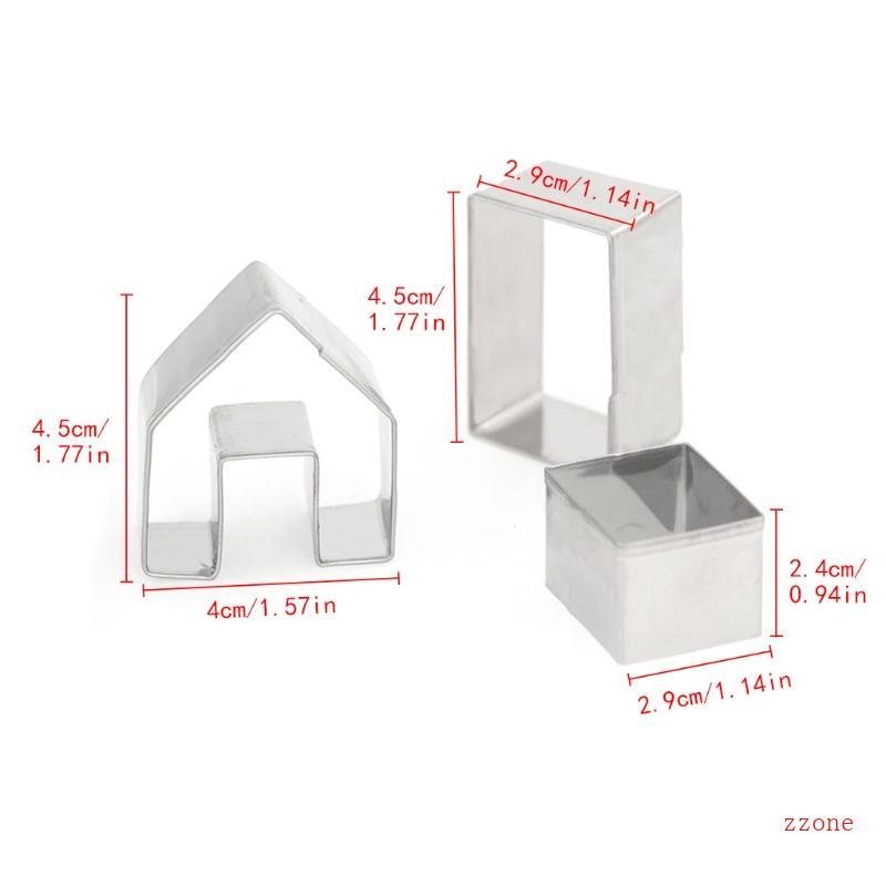 Zzz คริสต์มาส Gingerbread House แม่พิมพ์ 3 ชิ้นครัวเบเกอรี่ Mould อุปกรณ์สําหรับ Mini House แม่พิมพ์