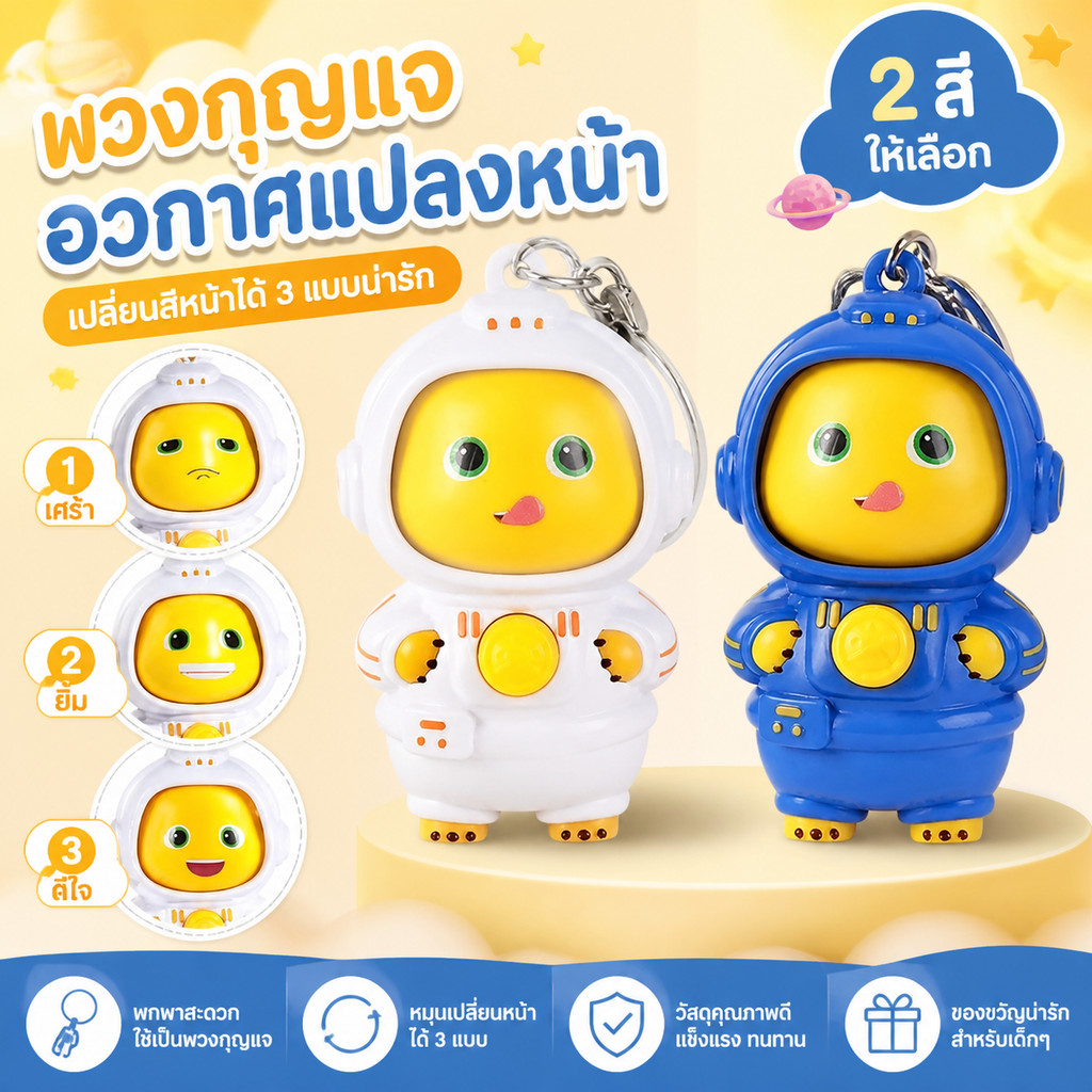[จัดส่งจากไทย] พวงกุญแจมังกรนม นักบินอวกาศ เปลี่ยนใบหน้าได้ ตุ๊กตาการ์ตูนจี้ห้อยกระเป๋า ของขวัญขนาดเล็ก