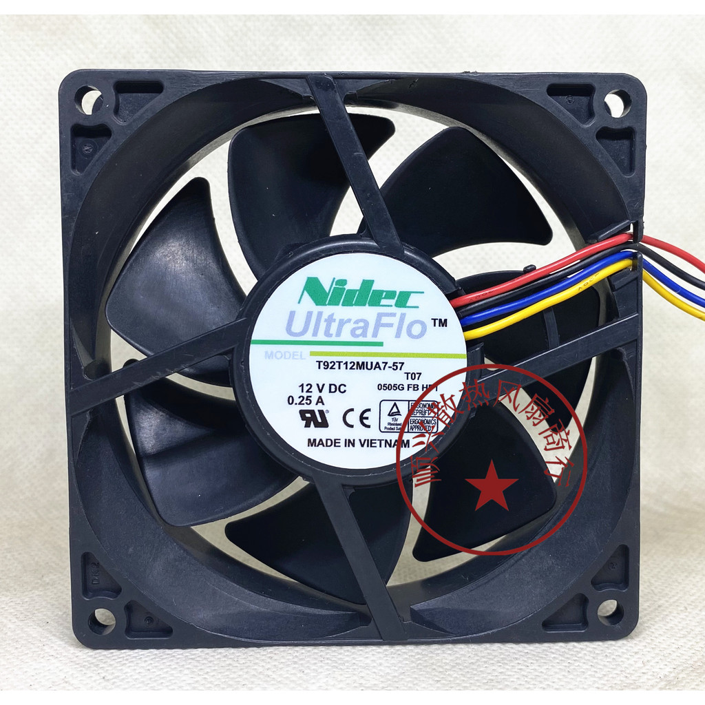 Nidec T92T12MUA7-57e 9CM 9025 12V0.25A Magnetic Levitation 4-Pin PWM พัดลมควบคุมอุณหภูมิ