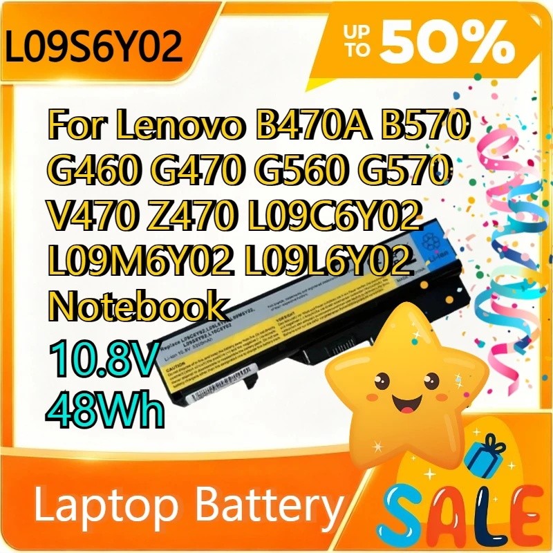 10.8V 48Wh แบตเตอรี่แล็ปท็อป L09S6Y02 สําหรับ Lenovo B470A B570 G460 G470 G560 G570 V470 Z470 L09C6Y