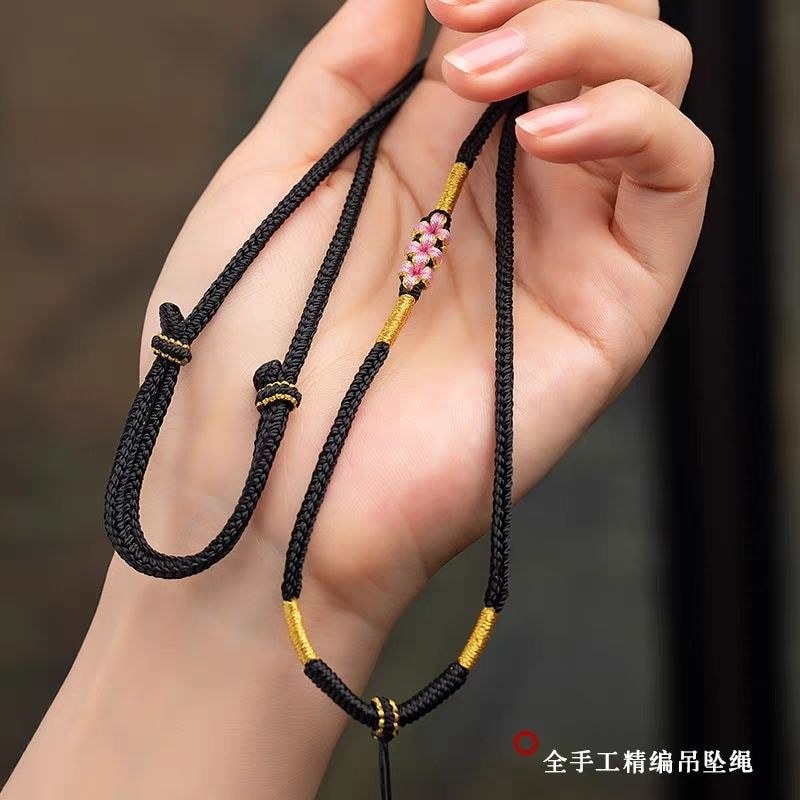จี้เชือก Peach Blossom Knot สร้อยคอเชือกเชือกทําด้วยมือทั้งหมด High-End หยก Handmade Lanyard High-En