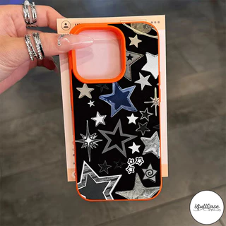 เคสไอโฟน16สำหรับIPhone 15 17 air 13 11 16 12 14 Pro Max 15 14 Plus XR XS Xเคสลายหนัง ลายดาวสุดเท่ ขอบสีสัน ป้องกันกระแทก