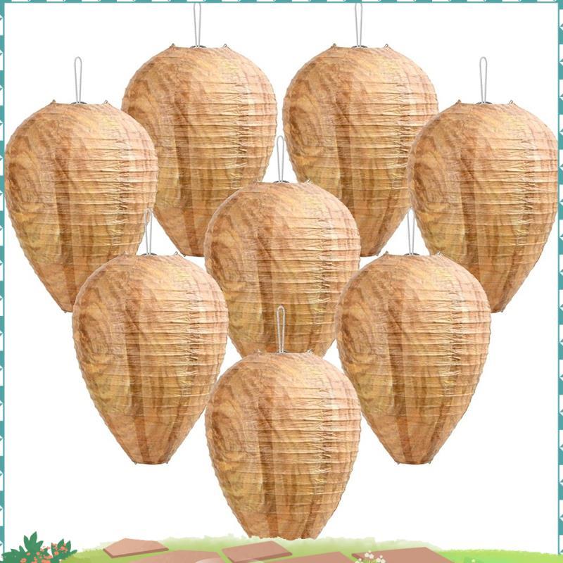 Uejfrdkuwg ประดิษฐ์ Wasp Nests 8 ชิ้นแขวน Nests สําหรับกลางแจ้งสําหรับบ้านสวน Yards